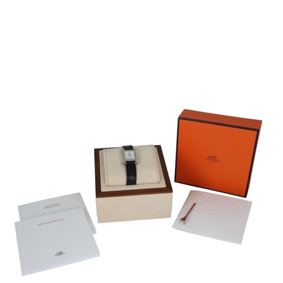 Hermes H watch, Black with diamonds,! 100%authentic, box and paperwork included. - Picture 3 of 9